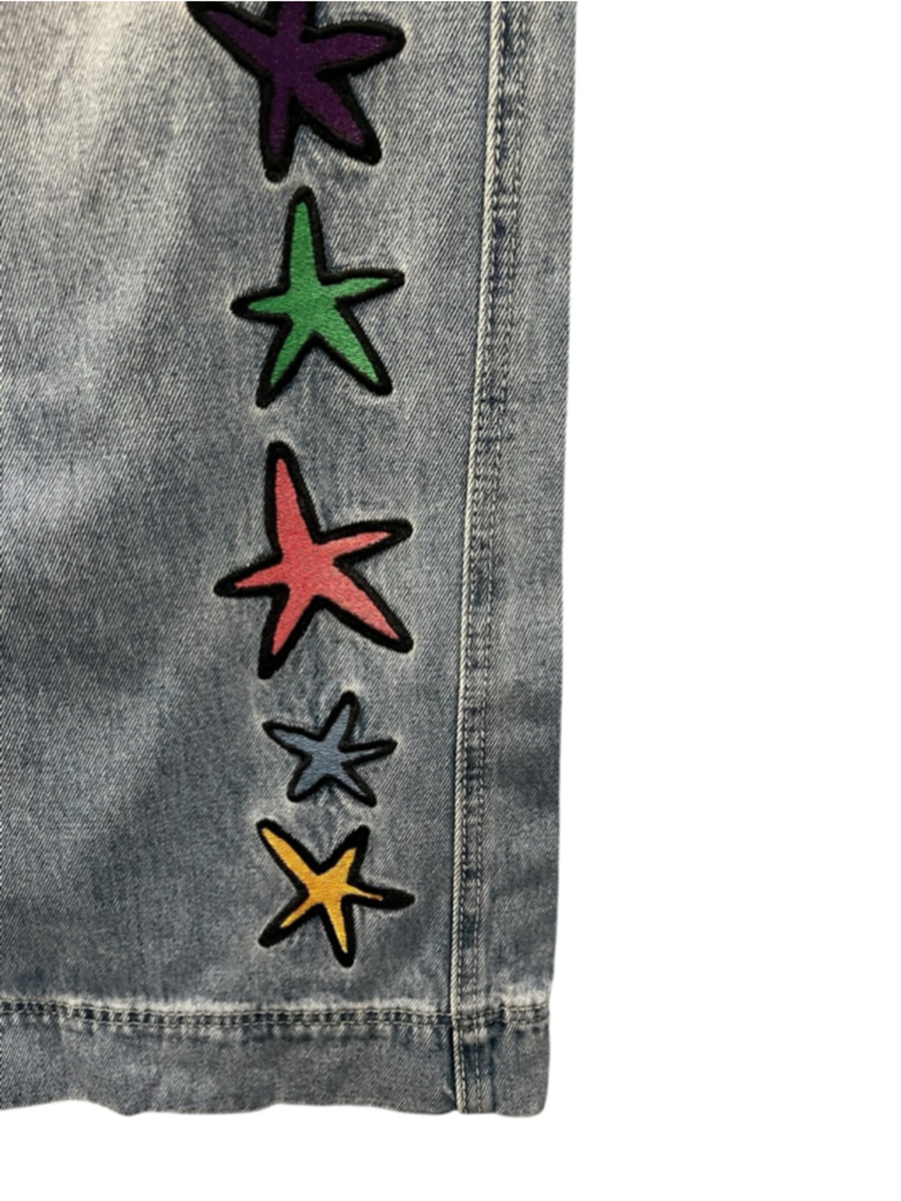 A. LAB Ether Stars Blue Ultra Loose 90's Inspired Embroidered Stars Jeans Size 4 - Picture 3 of 13